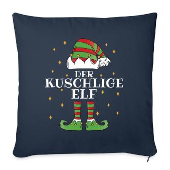 Die Kuschlige Elf - Familien Weihnachtsoutfit - Sofakissenbezug 45 x 45 cm - Navy - Vorne