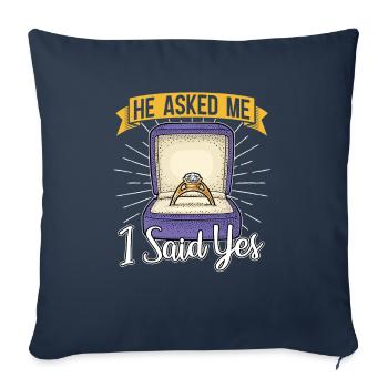 Proposition de mariage Couple fiancée cadeau fiançailles - Housse de coussin décorative 45 x 45 cm - bleu marine - Devant