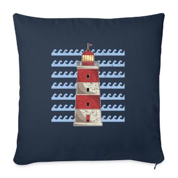 Mer vagues océan cadeau phare - Housse de coussin décorative 45 x 45 cm - bleu marine - Devant