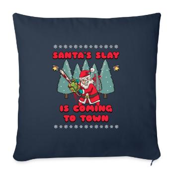 Le meurtre du Père Noël arrive en ville - - Housse de coussin décorative 45 x 45 cm - bleu marine - Devant