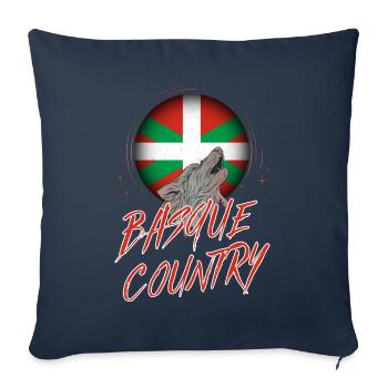 Pays Basque - Housse de coussin décorative 45 x 45 cm - bleu marine - Devant