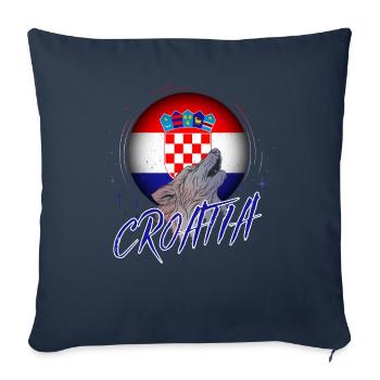 Croatie - Housse de coussin décorative 45 x 45 cm - bleu marine - Devant