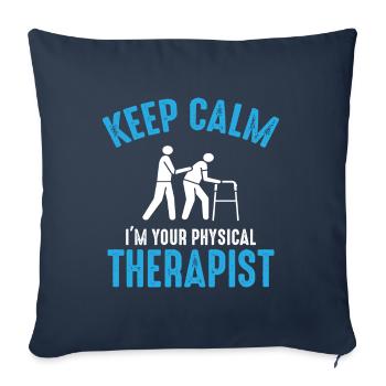 Restez calme, votre thérapeute est là – Expert - Housse de coussin décorative 45 x 45 cm - bleu marine - Devant