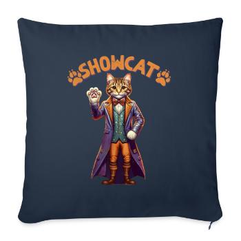 Showcat Chaton Félin - Housse de coussin décorative 45 x 45 cm - bleu marine - Devant