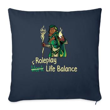 Jeu de rôle Équilibre entre vie professionnelle et vie privée – RPG Fantasy Geek - Housse de coussin décorative 45 x 45 cm - bleu marine - Devant