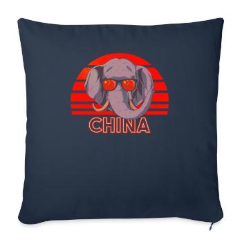 Chine - Housse de coussin décorative 45 x 45 cm - bleu marine - Devant