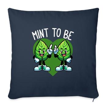 Menthe à être - Amour frais et rire feuillu - Housse de coussin décorative 45 x 45 cm - bleu marine - Devant