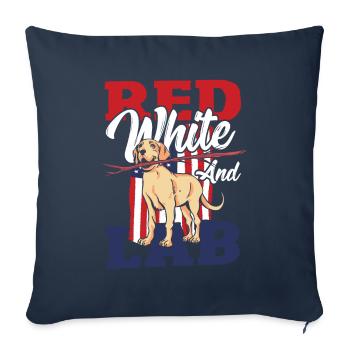 4th Of July Red Stripes American Flag Labrador - Sofa pillowcase 17,3'' x 17,3'' (45 x 45 cm) - navy - Front