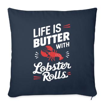 Drôle de rouleau de homard Pun fruits de mer Maine Gourmand - Housse de coussin décorative 45 x 45 cm - bleu marine - Devant