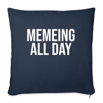 Memeing toute la journée - Housse de coussin décorative 45 x 45 cm - bleu marine - Devant