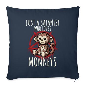 Juste un sataniste qui aime les singes Heavy Metal Fun - Housse de coussin décorative 45 x 45 cm - bleu marine - Devant