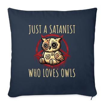 Juste un sataniste qui aime les hiboux Heavy Metal Fun - Housse de coussin décorative 45 x 45 cm - bleu marine - Devant