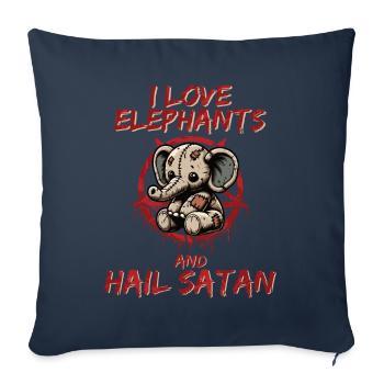 I Love Elephants And Hail Satan Heavy Metal - Sofa pillowcase 17,3'' x 17,3'' (45 x 45 cm) - navy - Front