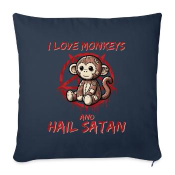J’aime les singes et je salue Satan Heavy Metal Gothique - Housse de coussin décorative 45 x 45 cm - bleu marine - Devant