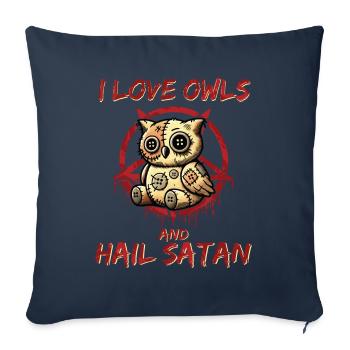 I Love Owls And Hail Satan Gothic Heavy Metal Fun - Sofa pillowcase 17,3'' x 17,3'' (45 x 45 cm) - navy - Front