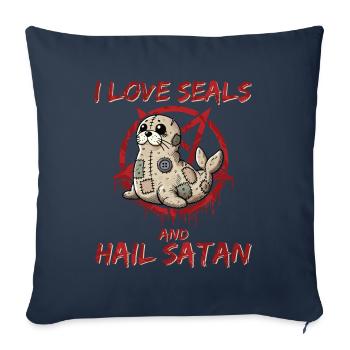 I Love Seals And Hail Satan Gothic Heavy Metal Fun - Sofa pillowcase 17,3'' x 17,3'' (45 x 45 cm) - navy - Front