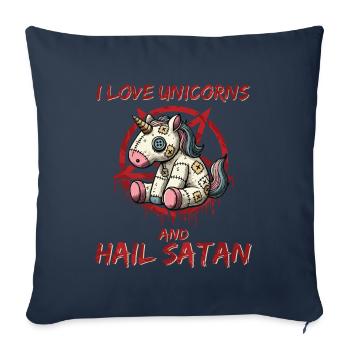 J’aime les licornes et je salue Satan Heavy Metal Gothique - Housse de coussin décorative 45 x 45 cm - bleu marine - Devant