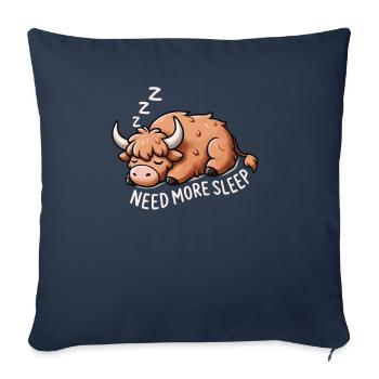 Need more sleep, funny highland cow, - Sofa pillowcase 17,3'' x 17,3'' (45 x 45 cm) - navy - Front