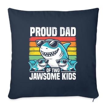 Proud Dad of two Jawsome Kids Family shark Pun - Sofa pillowcase 17,3'' x 17,3'' (45 x 45 cm) - navy - Front