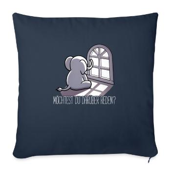 Voulez-vous en parler ? Éléphant triste - Housse de coussin décorative 45 x 45 cm - bleu marine - Devant