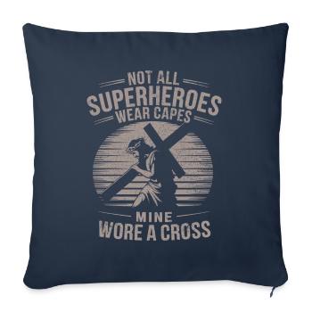 Tous les super-héros ne portent pas de capes, le mien portait une croix - Housse de coussin décorative 45 x 45 cm - bleu marine - Devant