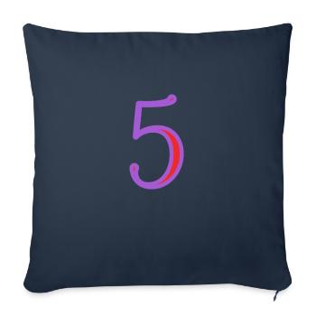 5. 5 ANS. 5e ANNIVERSAIRE. ANNIVERSAIRE 5 ANS - Housse de coussin décorative 45 x 45 cm - bleu marine - Devant