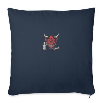 Masque japonais - Housse de coussin décorative 45 x 45 cm - bleu marine - Devant