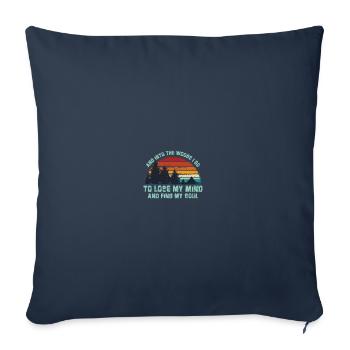 Forest Quote Retro - Et dans la forêt je pars - Housse de coussin décorative 45 x 45 cm - bleu marine - Devant