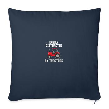 Easily distracted by tractors Agricultural - Sofa pillowcase 17,3'' x 17,3'' (45 x 45 cm) - navy - Front
