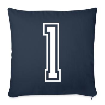 1 Numéro de numéro - Housse de coussin décorative 45 x 45 cm - bleu marine - Devant
