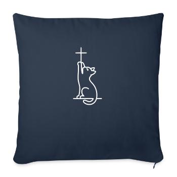 Les chats de compagnie chrétiens aiment Jésus être heureux - Housse de coussin décorative 45 x 45 cm - bleu marine - Devant