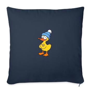 Chapeau de canard canard en caoutchouc jaune - Housse de coussin décorative 45 x 45 cm - bleu marine - Devant