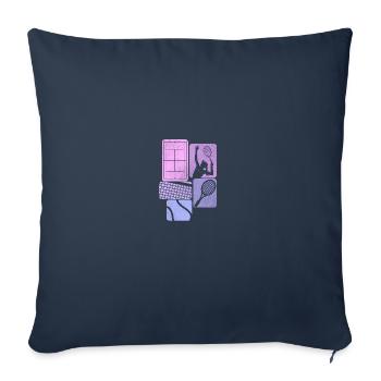 Joueur de tennis Raquette de tennis Joueur de tennis - Housse de coussin décorative 45 x 45 cm - bleu marine - Devant