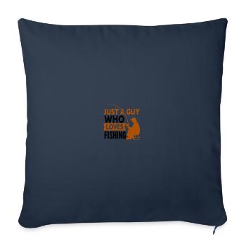 Pêcheur à la ligne Hameçon Canne à pêche Pêcheur sportif - Housse de coussin décorative 45 x 45 cm - bleu marine - Devant