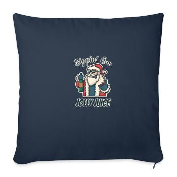 Noël Santa alcool boire fête cadeau - Housse de coussin décorative 45 x 45 cm - bleu marine - Devant