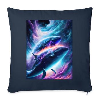 Baleines divines dans la nébuleuse de l’étoile cosmique - Housse de coussin décorative 45 x 45 cm - bleu marine - Devant