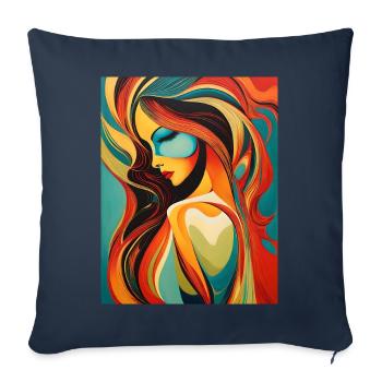 Un beau portrait abstrait - Housse de coussin décorative 45 x 45 cm - bleu marine - Devant