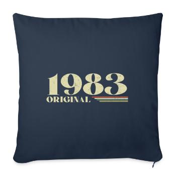 Original 1983 Vintage 1983 anniversaire 1983 rétro - Housse de coussin décorative 45 x 45 cm - bleu marine - Devant