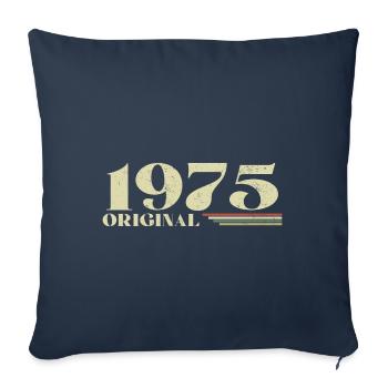 Original 1975 Vintage 1975 anniversaire 1975 rétro - Housse de coussin décorative 45 x 45 cm - bleu marine - Devant