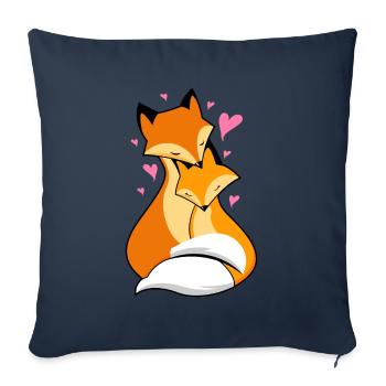 foxes in love - Sofa pillowcase 17,3'' x 17,3'' (45 x 45 cm) - navy - Front