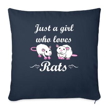Cadeau d'amoureux de rat fille souris rat - Housse de coussin décorative 45 x 45 cm - bleu marine - Devant