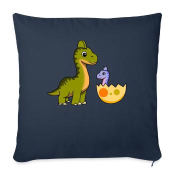 Dinosaure frère frère amour progéniture famille - Housse de coussin décorative 45 x 45 cm - bleu marine - Devant