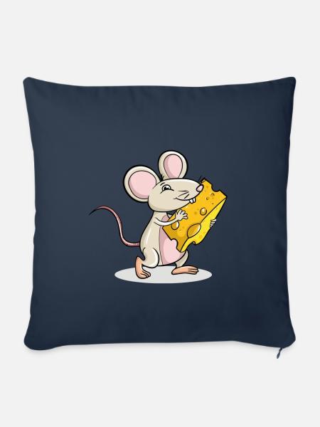 Maus hält Käse - Sofakissenbezug 45 x 45 cm - Navy