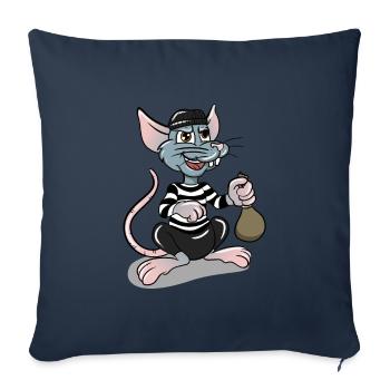 Voleur rat - Housse de coussin décorative 45 x 45 cm - bleu marine - Devant