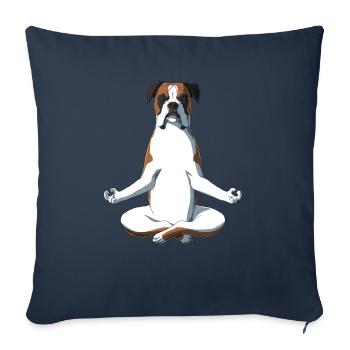 Yoga Boxer chien - Housse de coussin décorative 45 x 45 cm - bleu marine - Devant