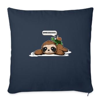 Snail and turtle ride sloth. - Sofa pillowcase 17,3'' x 17,3'' (45 x 45 cm) - navy - Front
