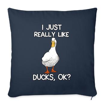 J'aime vraiment les canards - Housse de coussin décorative 45 x 45 cm - bleu marine - Devant