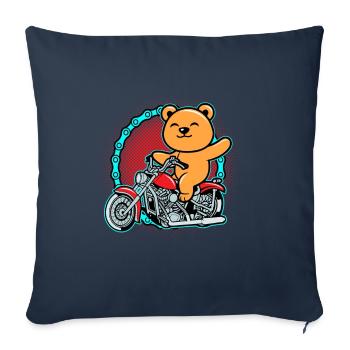 Bear Riding Motorcycle - Sofa pillowcase 17,3'' x 17,3'' (45 x 45 cm) - navy - Front