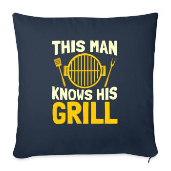 Grill grill maître BBQ - Housse de coussin décorative 45 x 45 cm - bleu marine - Devant