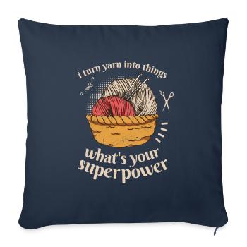 Je transforme le fil en choses à tricoter - Housse de coussin décorative 45 x 45 cm - bleu marine - Devant